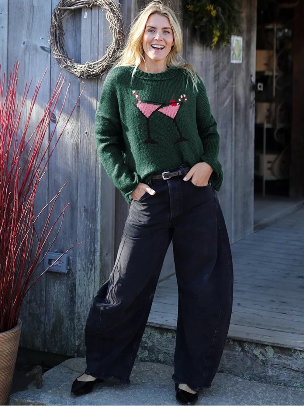 Wooden Ships Chin-Chin Crew Chunky Sweater in Ancient Forest